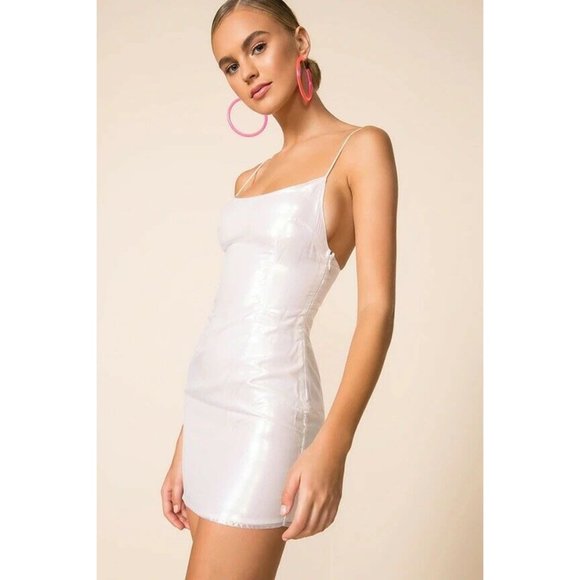 superdown Rosalind Mini Dress Opal White Iridescent Party Cocktail - Picture 1 of 6